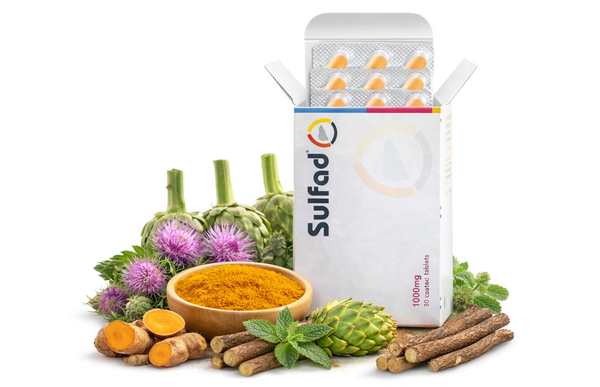 5 pack offer Sulfad 1000 mg - Hepatoprotective Supplement – Silymarin, Artichoke, Turmeric